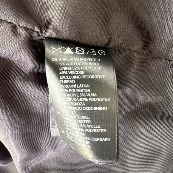 H&M Ladies 10 Med Blazer Wool Blend Fitted V-Neck Crop Zip Jacket Multi Tweed - Picture 5 of 11